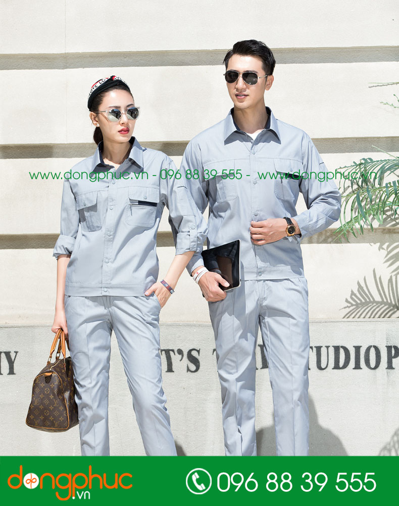 Mẫu bảo hộ màu ghi cộc tay